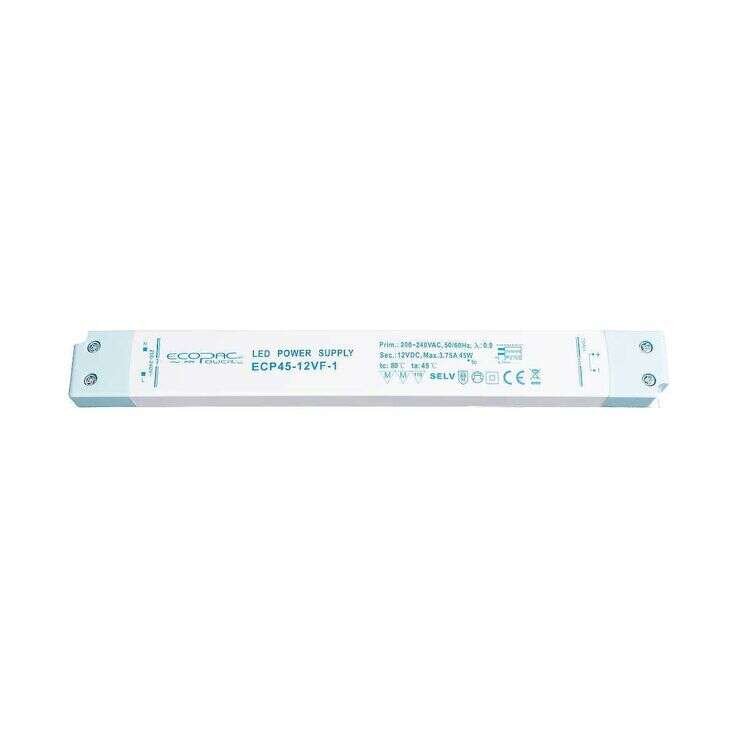 Ecopac 45W 24V Constant Voltage Non-Dimmable LED Driver Slimline Linear ...