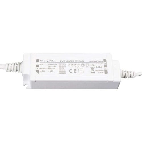 Ecopac 24W 24V Constant Voltage Non-Dimmable LED Driver Outdoor IP67 Plastic