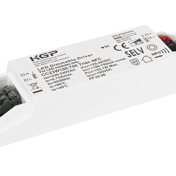 KGP 23W 150-700MA NFC Settable Mains Dimmable Constant Current LED Driver