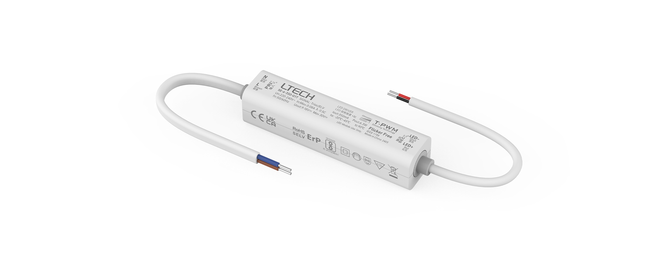 LTECH 6W 350MA Mains Dimmable Constant Current LED Driver